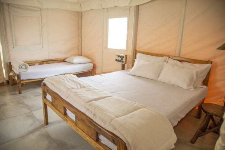 Double Bed + Extra Bed + Mattress Luxury Tents at Kundalika Rafting